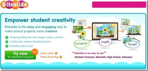 Biteslide, Create Digital slidebooks for student creativity, self-expression, and imagination