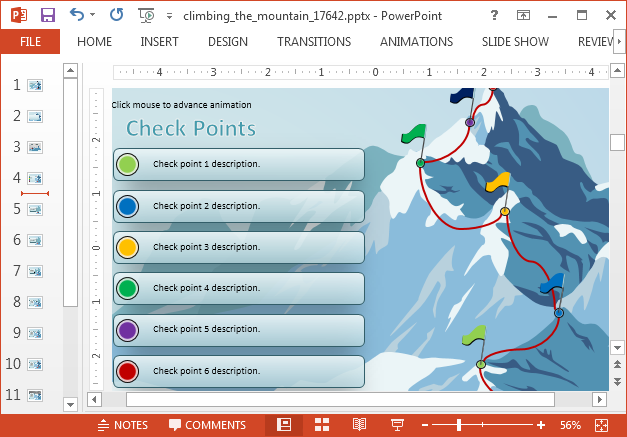 Bullet list with mountain peak illustration