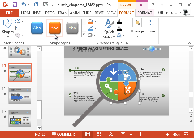 Change colors of puzzle diagrams