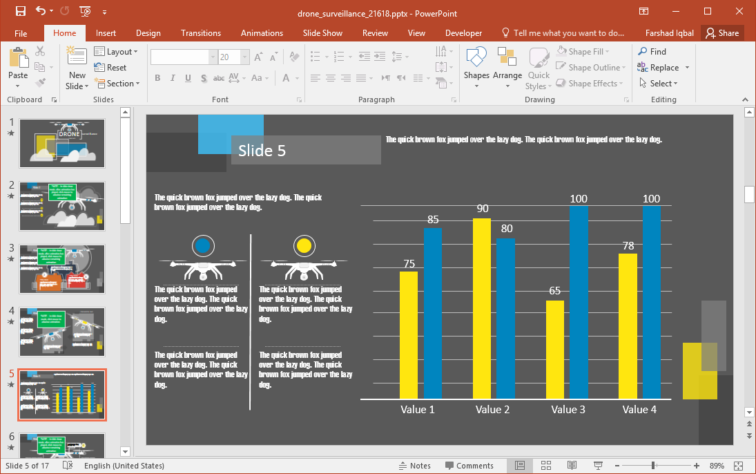 Chart Slide with Drone Illustrations - Slide Design with Drone Comparison and Data Chart in a PowerPoint Presentation Slide