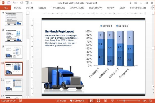 Chart slide with semi truck