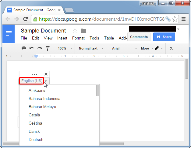 Choose a language for voice typing