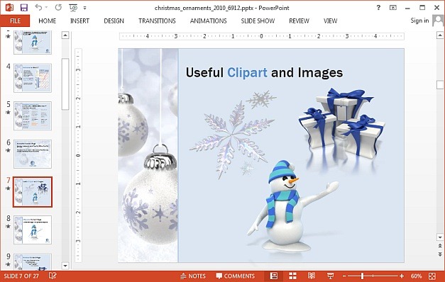 Christmas ornaments template for PowerPoint