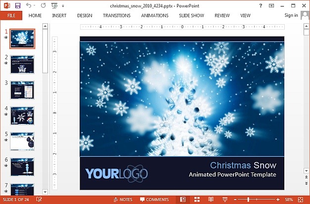 Christmas snow animated PowerPoint template