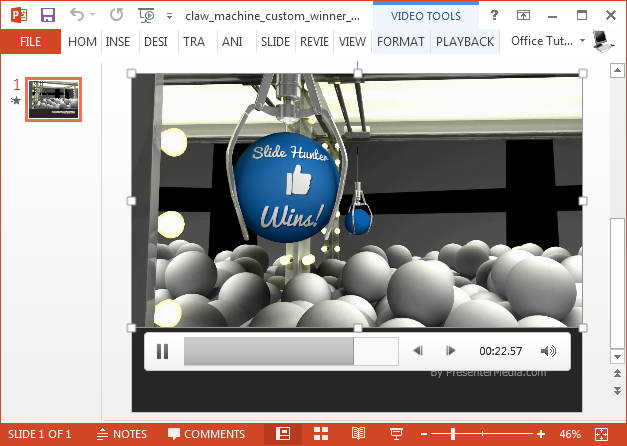Claw machine video animation for PowerPoint