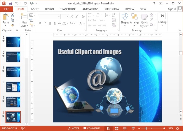 Clipart images with World Grid animation