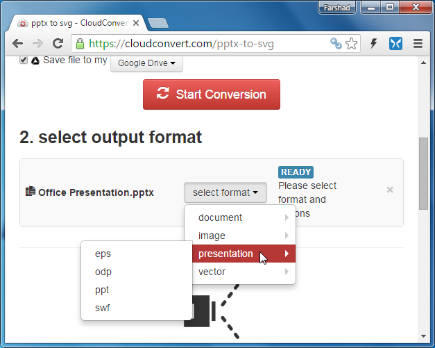 CloudConvert for converting PowerPoint files