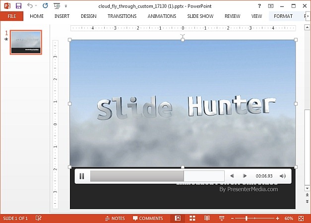 Clouds fly through video background for PowerPoint