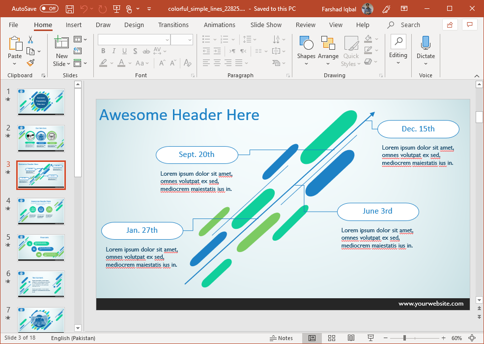 Colorful Timeline Slide