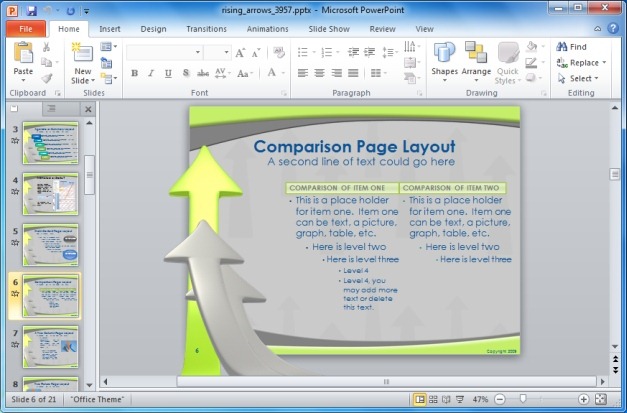 Comparison Page Layout