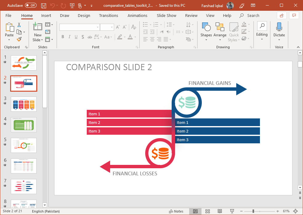 Comparison Slide with Two Sections