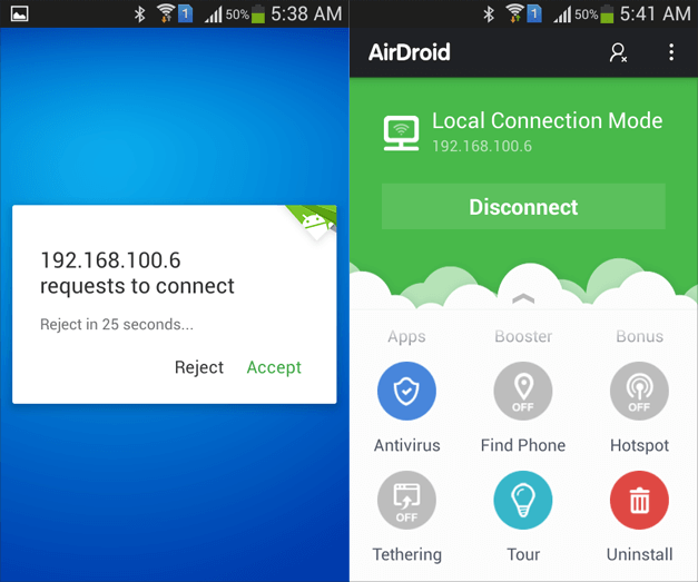 Connect AirDroid to PC