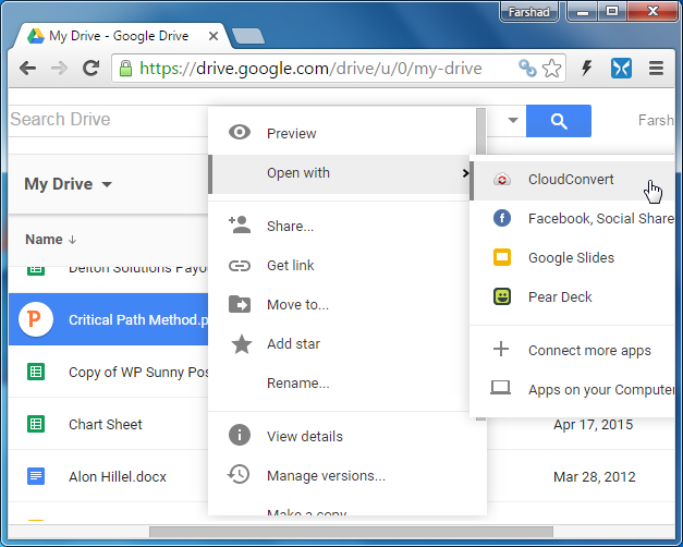 Convert PowerPoint file using Google Drive