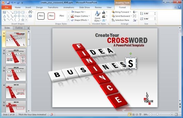 Create a crossword puzzle slide