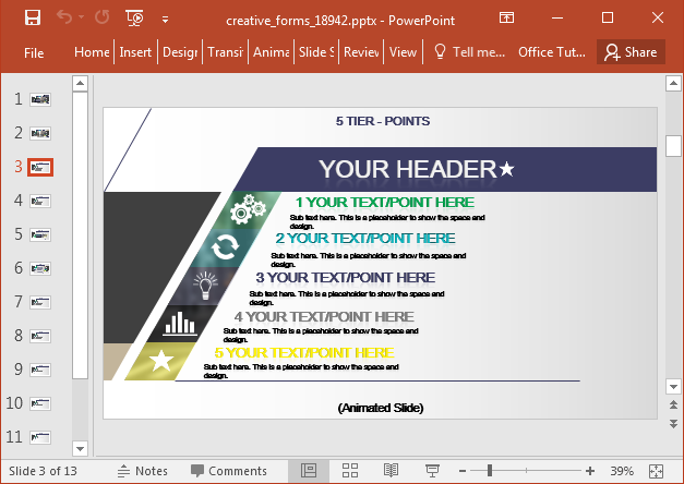 Creative forms presentation template for PowerPoint