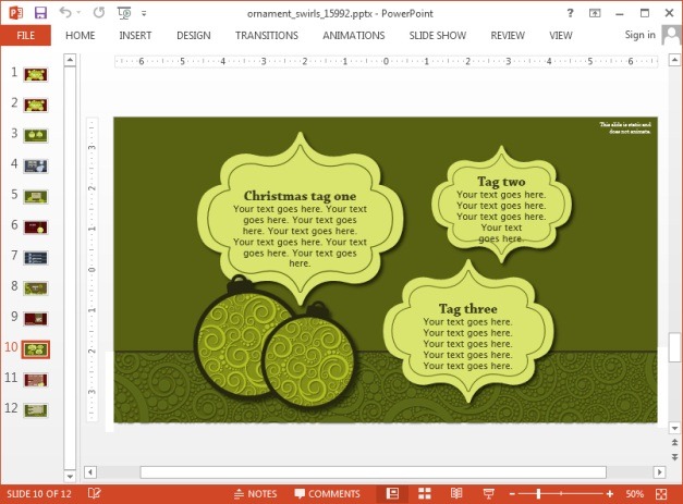 Customizable ornament slide designs