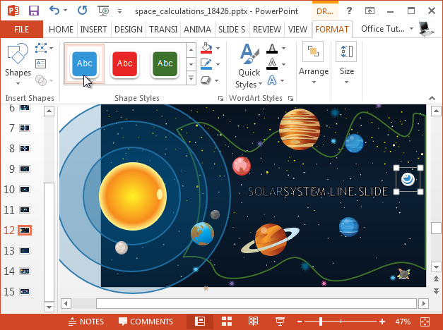 Customize solar system slide