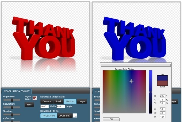 Customizing thank you clipart