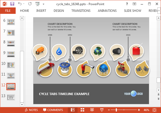 Cycle process timeline for PowerPoint