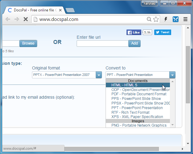 DocsPal PPTX to HTML5 conversion