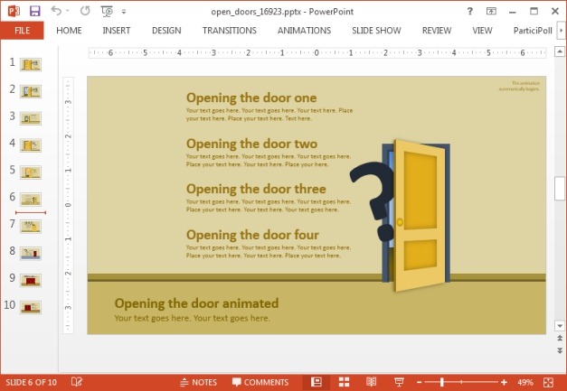 Door slide with list layout