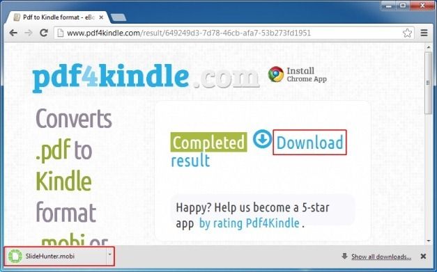 Download Converted File in Kindle Format