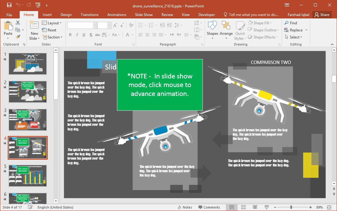 Drone Diagram - Example of Drone Slide Template for PowerPoint