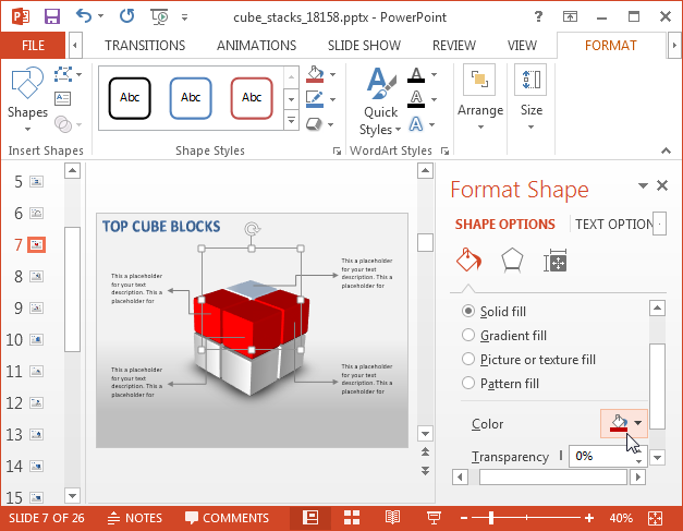 Editable cube diagrams for PowerPoint