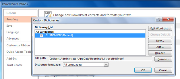 Export MS Office dictionary