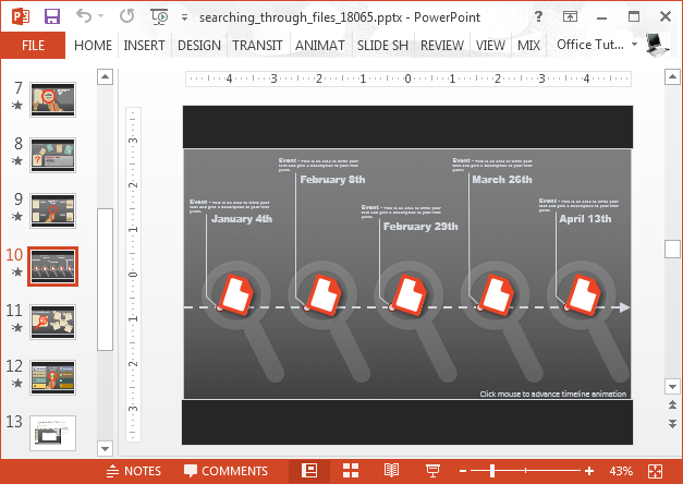 File search themed timeline