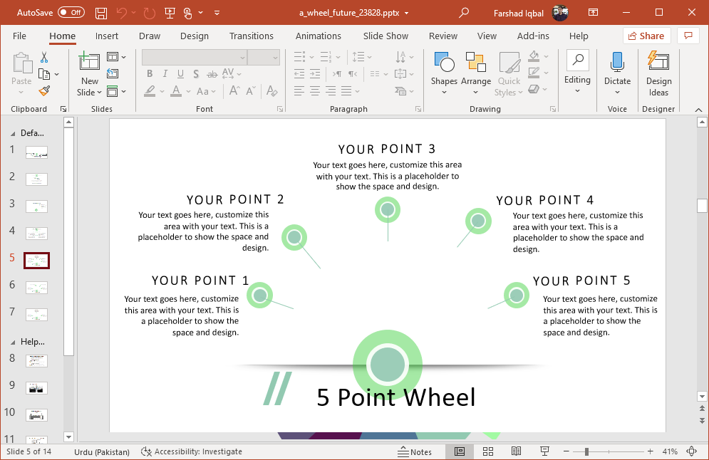 Five point wheel slide