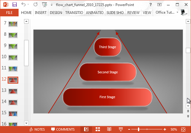 Flowchart funnel diagram for PowerPoint