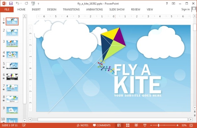 Fly a kite animated PowerPoint template