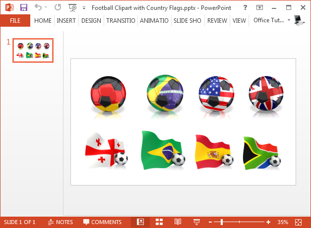 Football clipart with your country flags