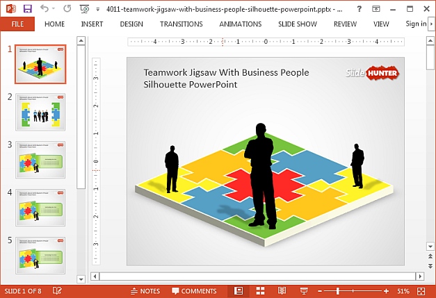 Free jigsaw puzzle teamwoek PowerPoint template