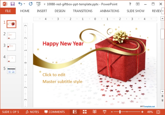 Free red gift box PowerPoint template