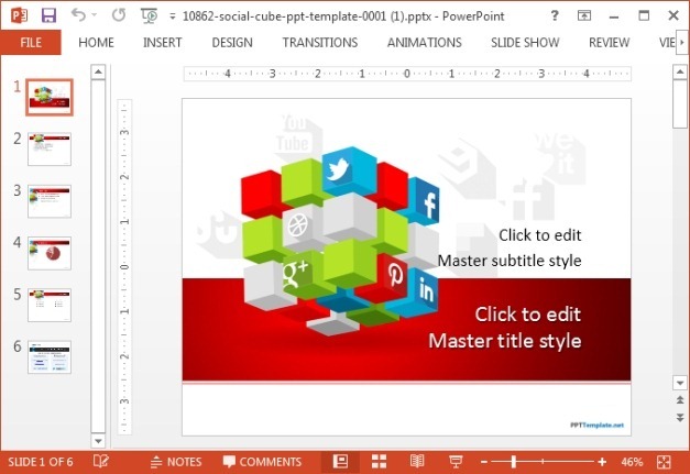 Free social cube PPT template