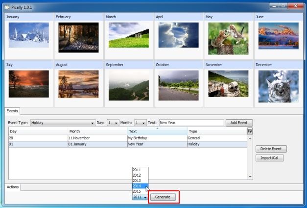 Generate Photo Calendar