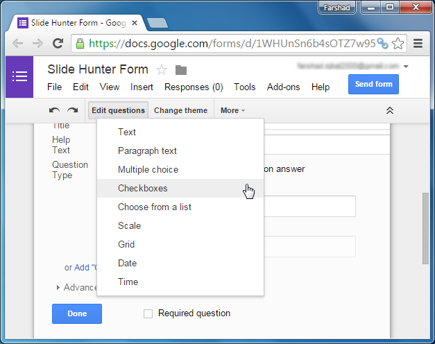 Google Forms question types