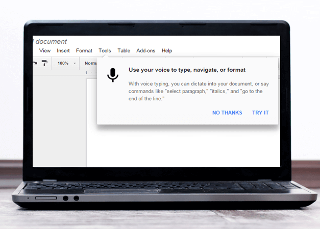 Google voice typing in Google Docs