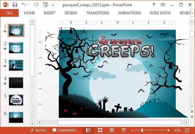 Graveyard creeps halloween PowerPoint template