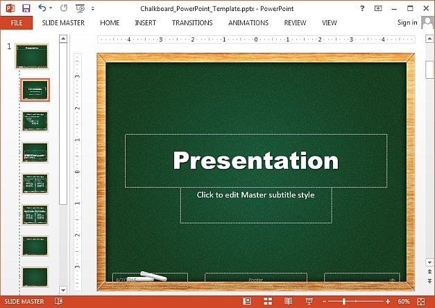 Green chalkboard template for PowerPoint