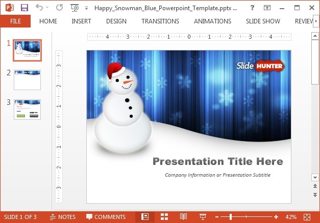 Happy snowman New Year PowerPoint template