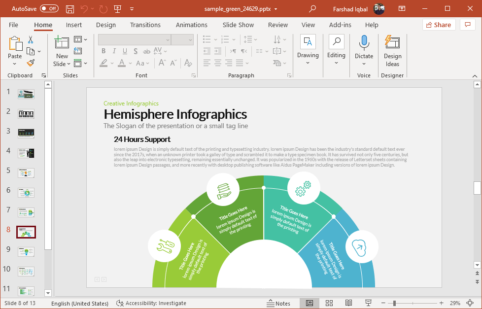 Hemisphere green infographic design