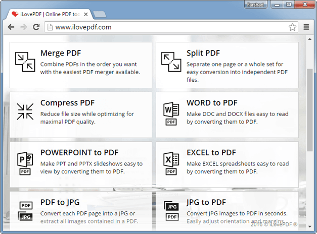 ILovePDF web app