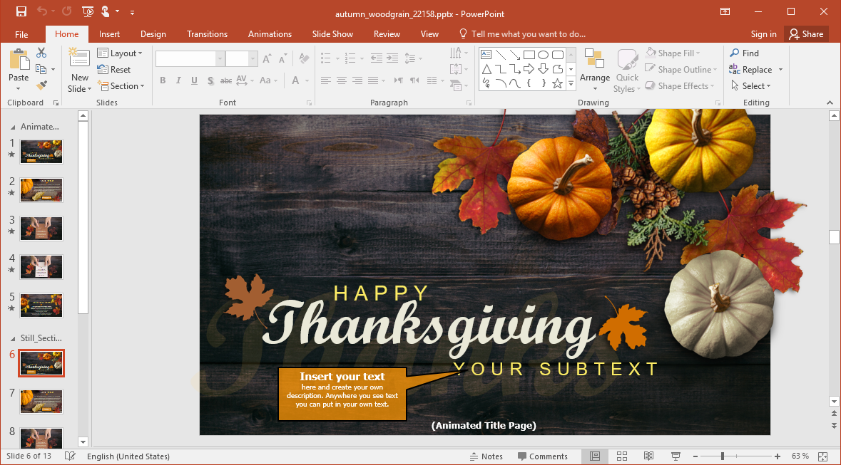 Insert your Text to Thanksgiving Slides