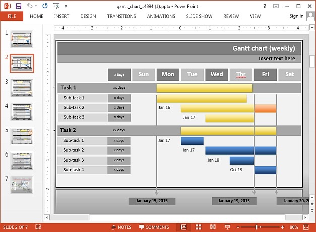 Interactive Gantt chart PowerPoint template