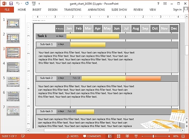 Interactive Gantt chart template for presentations