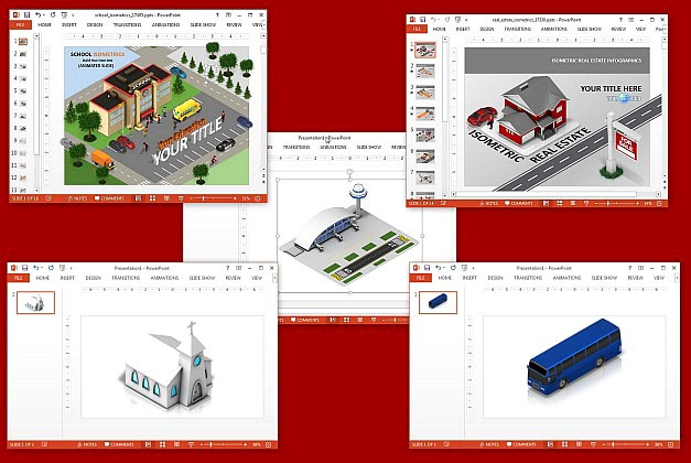 Isometric clipart and templates