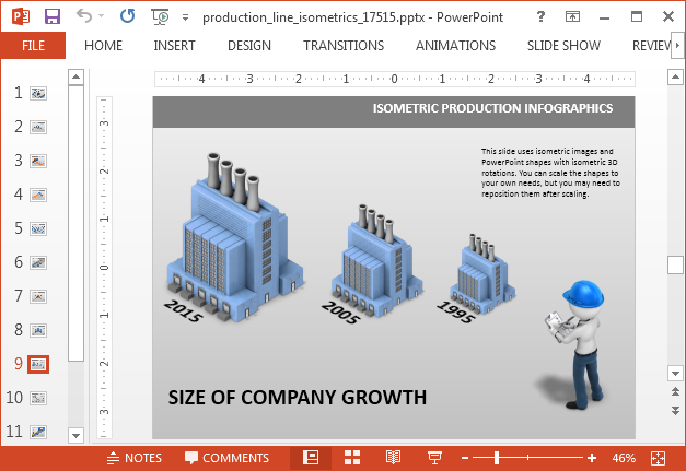 Isometric timeline template for PowerPoint